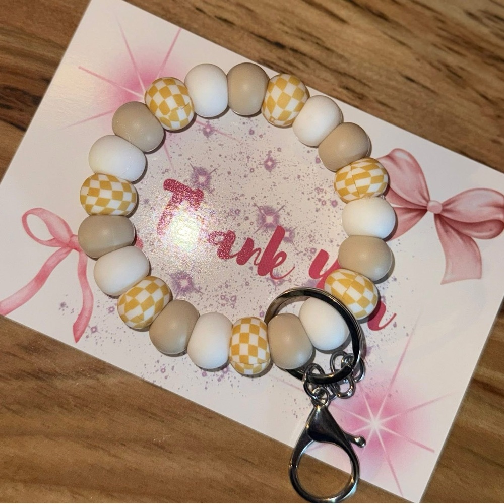 White and Tan Key Card Holder Accessory